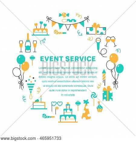 Event Service Color Circle Frame With Text Space. Abstract Minimal Concept On White Background. Flat