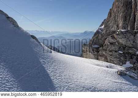 Strong Crust On A Mountain Near One Of The Peaks In The Dachstein Region, Austrian Alps