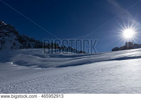 Bright Sunny Day On The Dachstein Glacier - Mountains, Snow And Sun. Austria, Alps