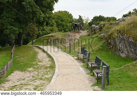 Checiny, Poland - September 14, 2022: Path Leading To The Checiny Castle - A Royal Castle. Poland