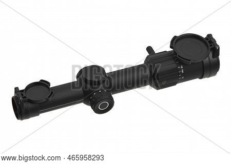 Classic Trigger Double-barreled Smooth-bore Hunting Rifle. Weapon With A Wooden Butt. Isolate On A W