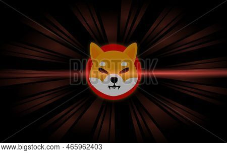 Shiba Virtual Currency Visuals On A Colorful Background. 3d Illustrations.