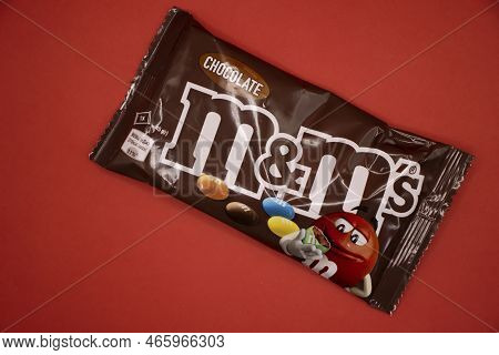 March 29, 2022 Ukraine City Kyiv Candy M And Ms On A Colored Background