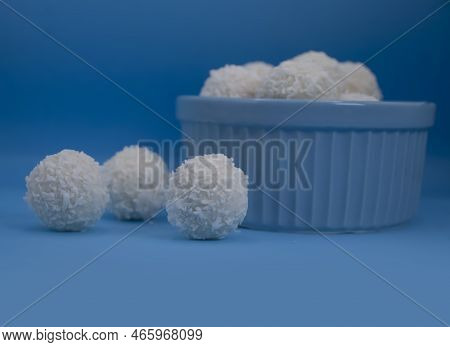 Coconut Candies On A Colored Background Snack