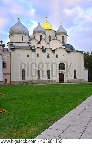 Ancient Temples Of Veliky Novgorod. Hagia Sophia In The Kremlin, A Monument Of The Xi Century, A Une