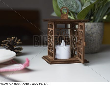 Japanese Flashlight Or Chinese Candle Holder Decorative To Give A Romantic Mood.