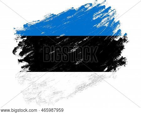 Estonia Flag Painted On A Grunge Brush Stroke White Background