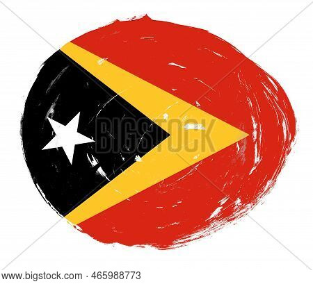 East Timor Flag Painted On A Distressed White Stroke Brush Background