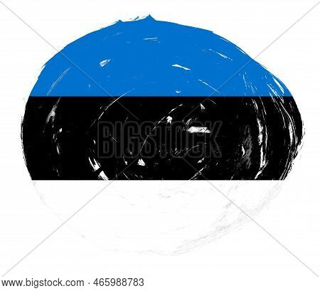 Estonia Flag Painted On A Distressed White Stroke Brush Background