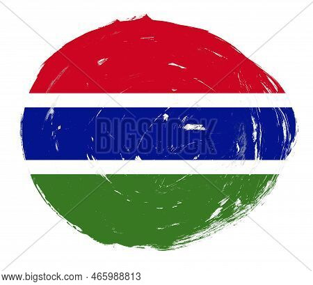 Gambia Flag Painted On A Distressed White Stroke Brush Background