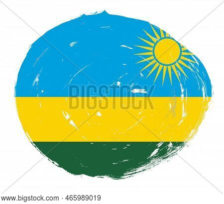 Rwanda Flag Painted On A Distressed White Stroke Brush Background