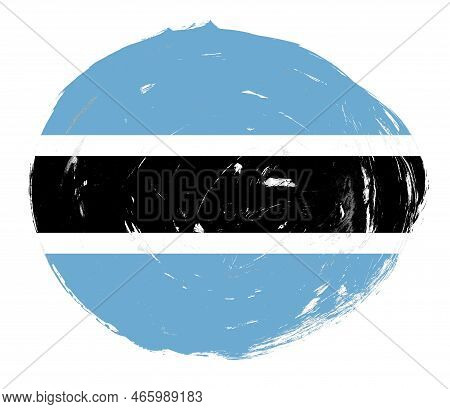 Botswana Flag Painted On A Distressed White Stroke Brush Background