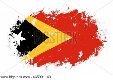 East Timor Flag On Abstract Stroke Brush Background