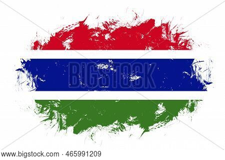 Gambia Flag On Abstract Stroke Brush Background