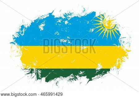 Rwanda Flag On Abstract Stroke Brush Background