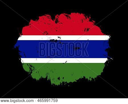 Gambia Flag Painted On Black Stroke Brush Background