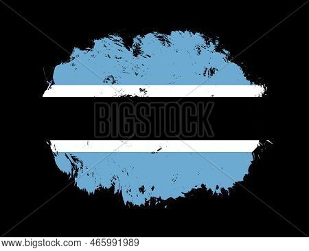 Botswana Flag Painted On Black Stroke Brush Background