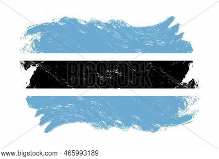 Botswana Flag On Distressed Grunge White Stroke Brush Background