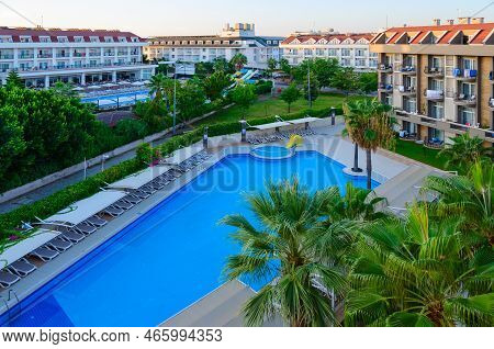 Camyuva, Turkey - September 17, 2022: Beautiful View From Above On Territory Of Camyuva Beach Hotel 