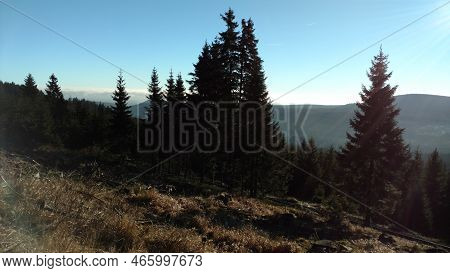 Brocken Steam Locomotice Running Up Hill Winter Blue Sky