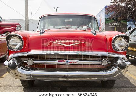 1957 Red Chevy Nomad Front View