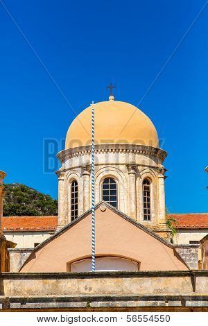 Monastery (friary) In Messara Valley At Crete, Greece. Messara - Is  Largest Plain In  Island Crete