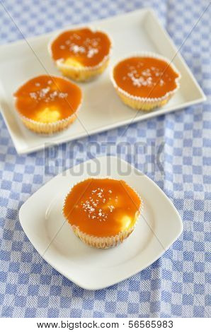 Small Caramel Cheesecakes with fleur de sel