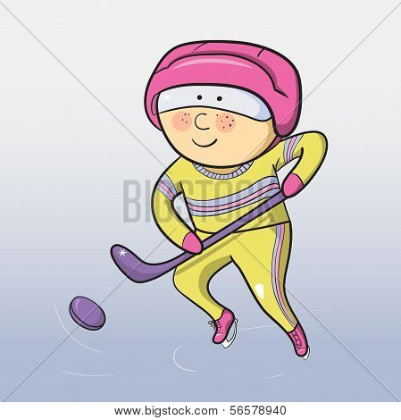 Vektor-Cartoon-Eishockeyspieler