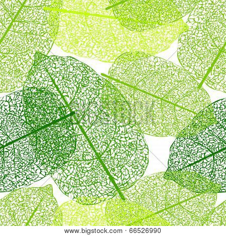 Leaf skeletons seamless vector background