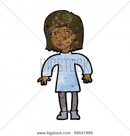 cartoon cautious woman