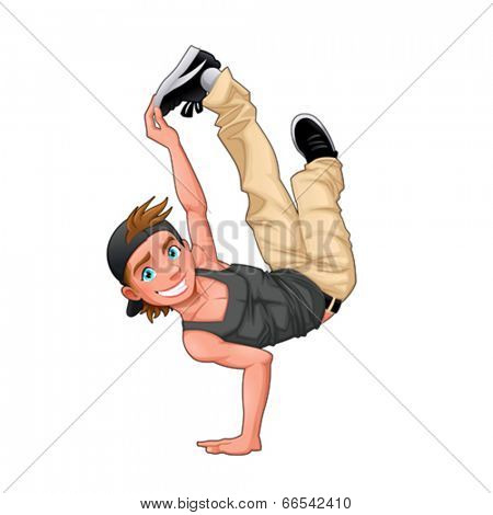 Funny breakdancer. Vector isolated character.