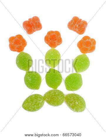 Bouquet With Batterflies Made From Jelly Candies