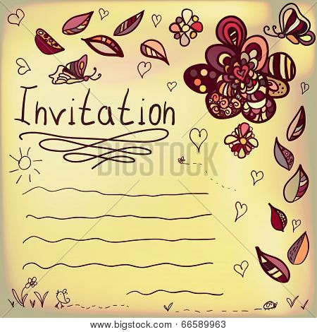 Hand Written Frame With Colorful Doodling Elements