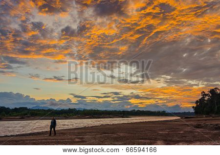 Beni river at sunset, Bolivia