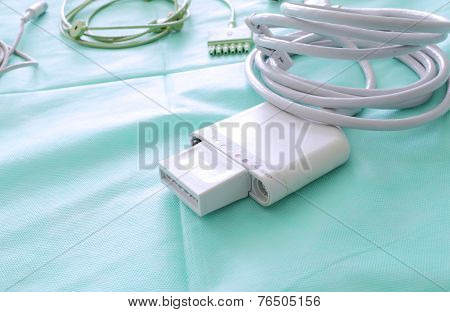 Sensor Of Medical Monitor To An Empty Bed.