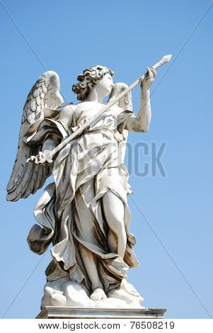 Bernini's marble statue of angel with cross from the Sant'Angelo Bridge in Rome