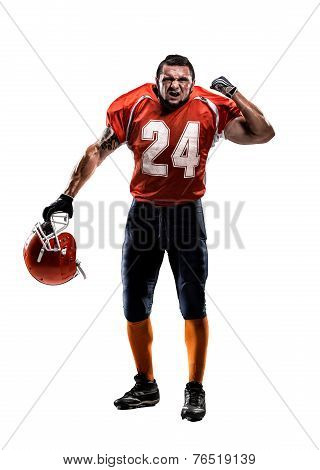 American football player in action white isolated