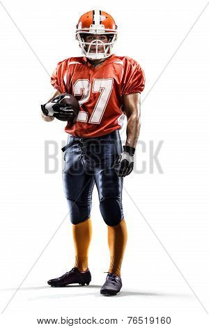 American football player in action white isolated