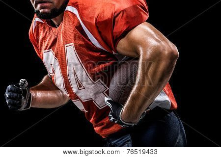 American football sportsman player is isolated on black
