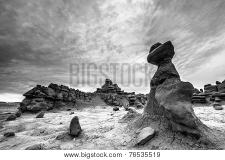 Goblin Valley State Park Black And White