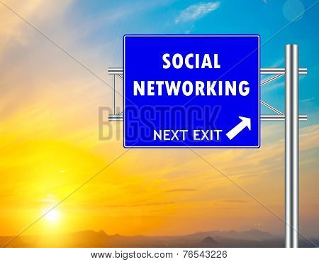 Social Networking Blue Road Sign