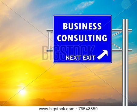 Business Consulting Blue Road Sign