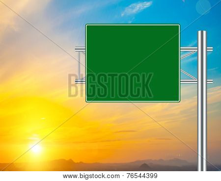 Blank Green Road Sign