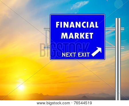 Financial Market Blue Road Sign