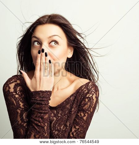 It can not be !!! - Portrait of a beautiful young cheerful woman.