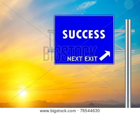 Success Blue Road Sign