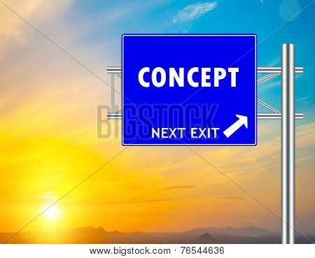 Concept Blue Road Sign