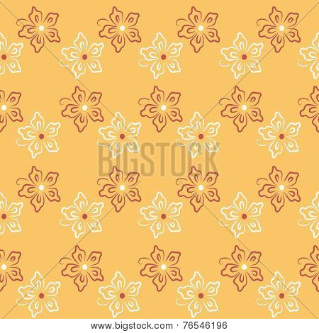 Seamless flower, plant vector pattern background.