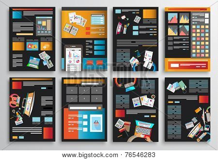 Set of Flyer Design, Web Templates. Brochure Designs, Technology Backgrounds. Mobile Technologies, Infographic  ans statistic Concepts and Applications covers.