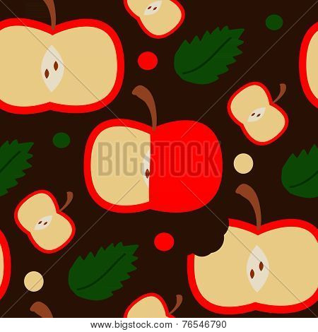 Seamless Pattern With Apples On The Brown Background